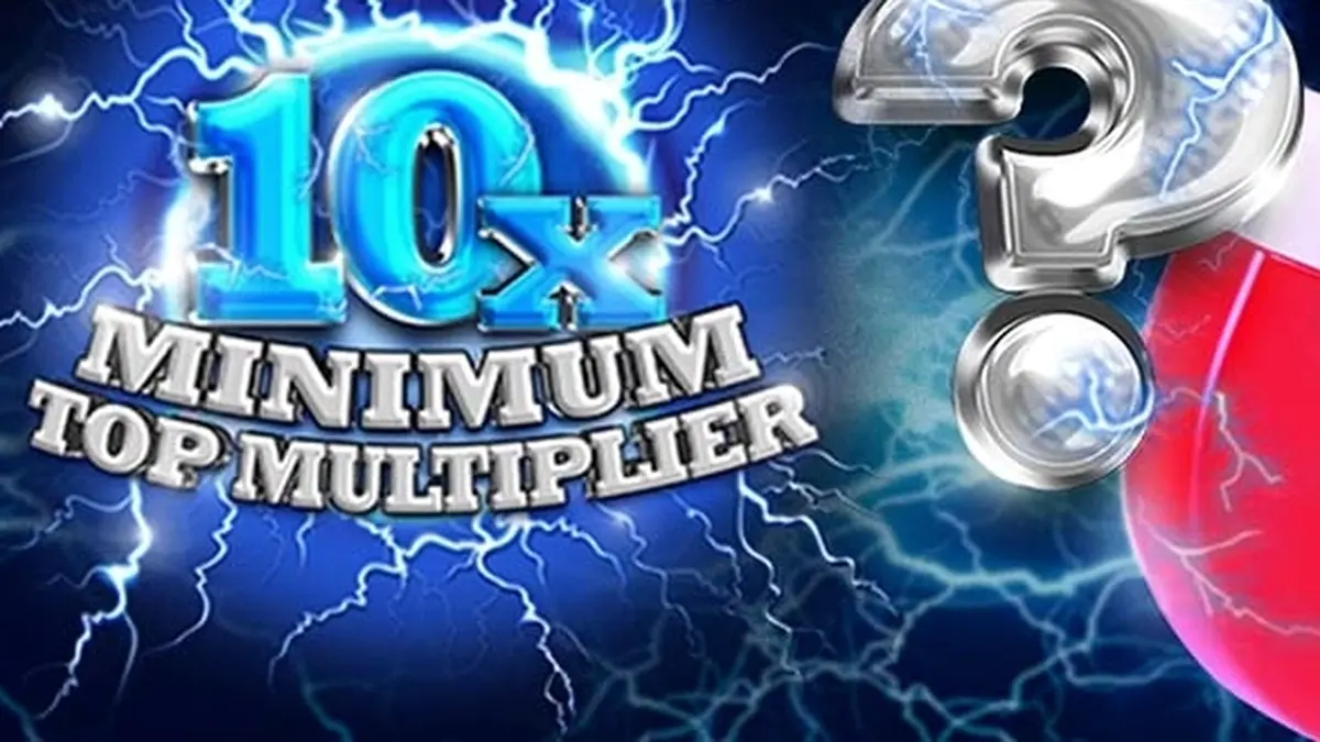 Tampilan antarmuka permainan slot 10x Minimum Top Multiplier dengan lima gulungan.
