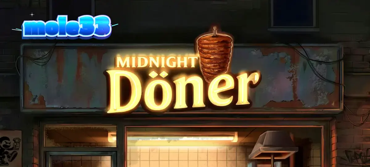 Tampilan visual slot Midnight Doner dengan tema kedai kebab malam hari